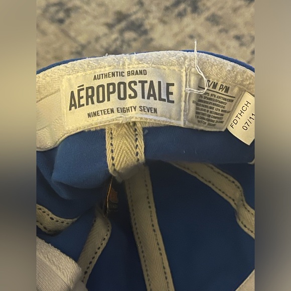 Aeropostale Hat Cap Fitted Small Mens Blue Cotton Sport Outdoor Designer Script - Picture 5 of 7